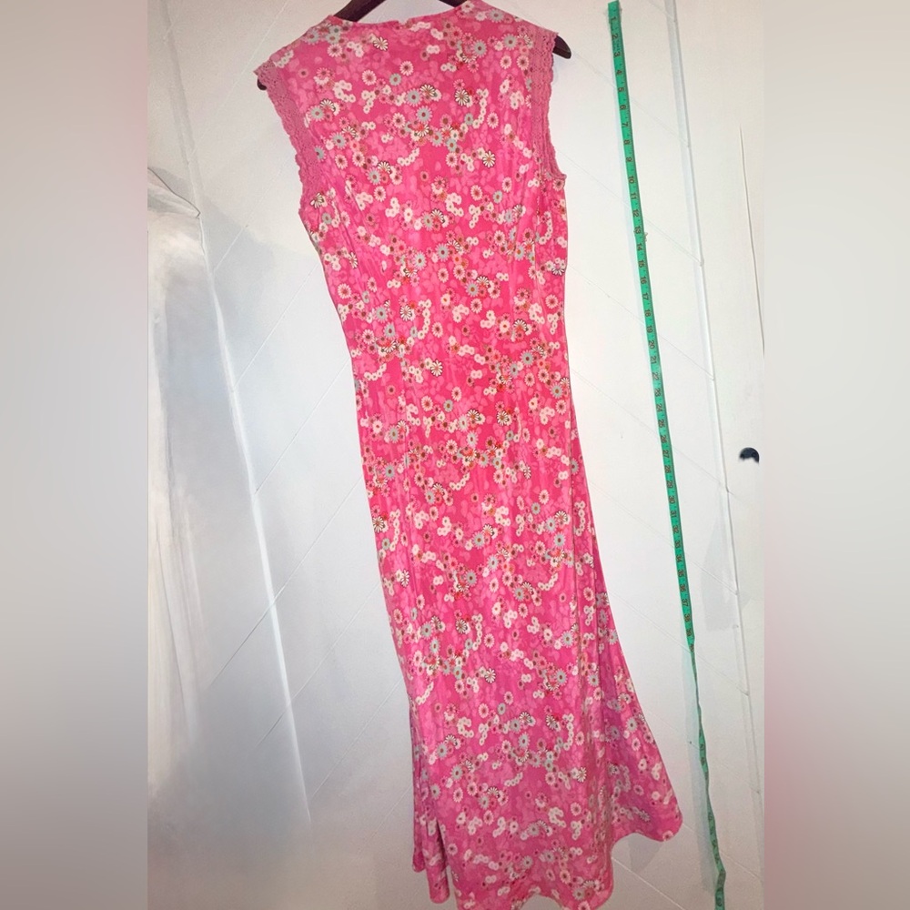 Vintage Diane Von Furstenberg 100% Silk Assets DVF slip dress pink floral maxi - Picture 1 of 10